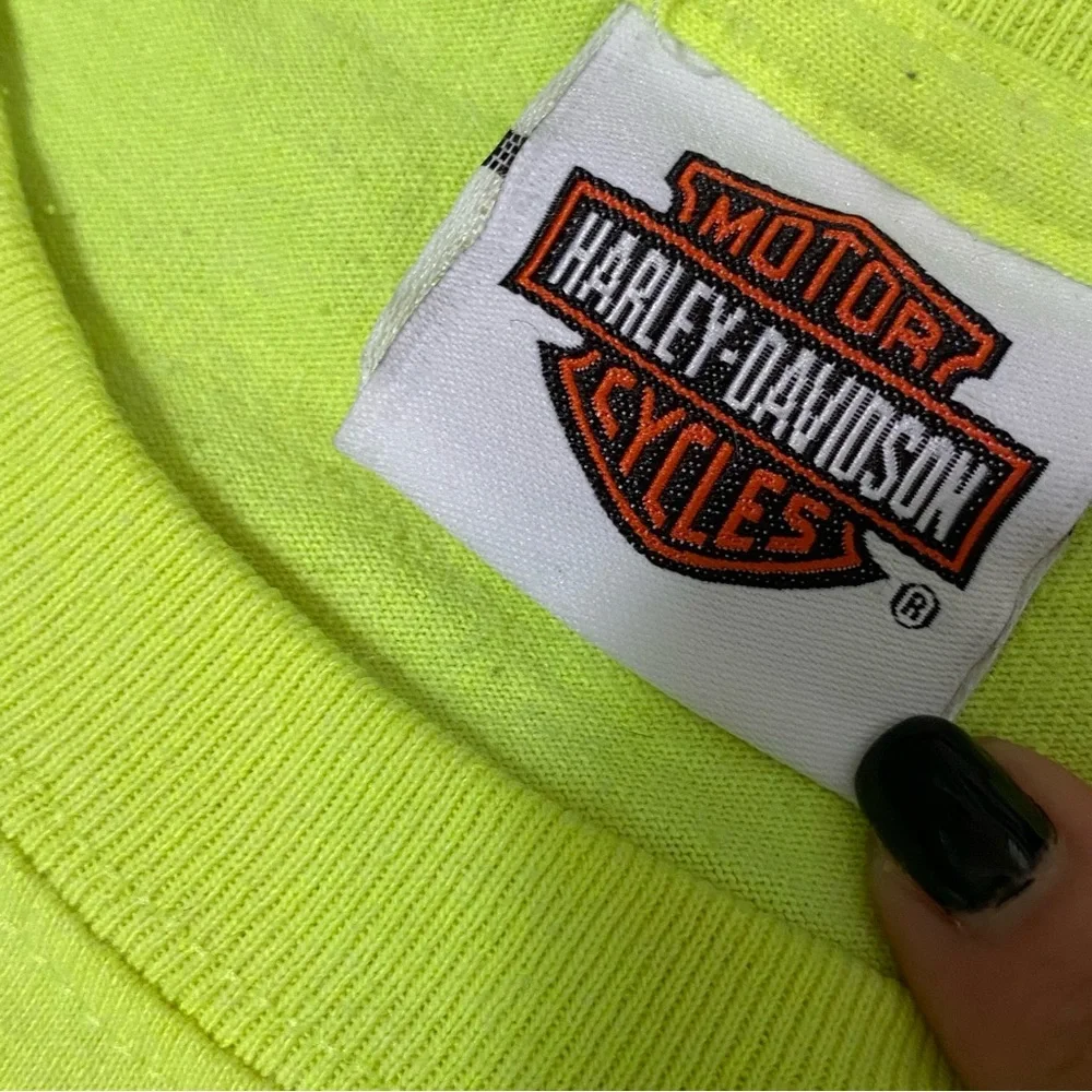 Harley Davidson Grand Rapids Michigan Mens T shirt XL Neon Yellow Biker Tees - Picture 6 of 7